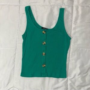 Green Button-Front Tank Top